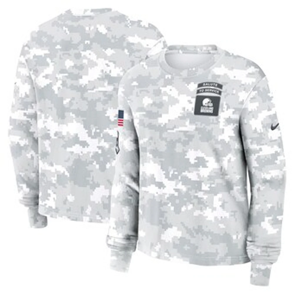 Women's Nike Arctic Camo Cleveland Browns 2024 Salute To Service Performance Long Sleeve T-Shirt