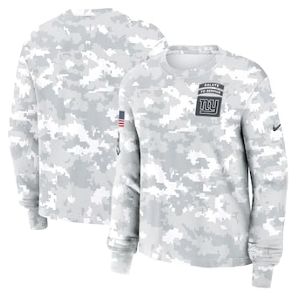 Women's Nike Arctic Camo New York Giants 2024 Salute To Service Performance Long Sleeve T-Shirt