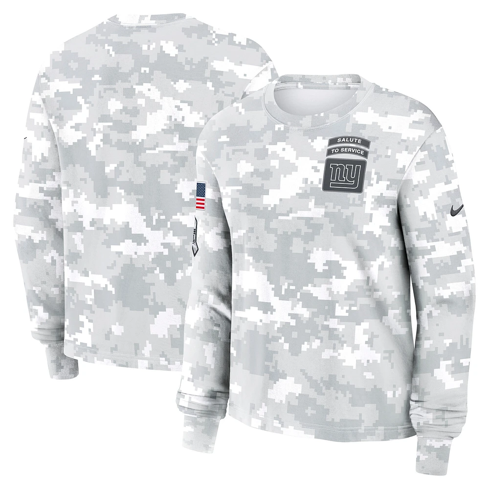 Women's Nike Arctic Camo New York Giants 2024 Salute To Service Performance Long Sleeve T-Shirt