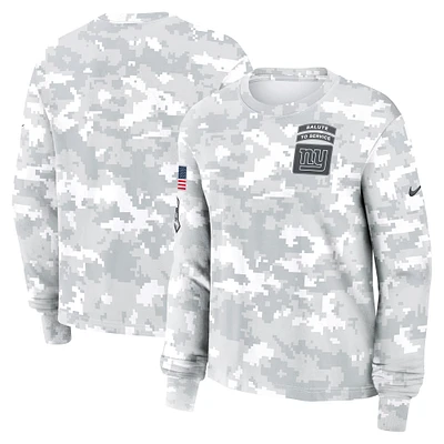 Women's Nike Arctic Camo New York Giants 2024 Salute To Service Performance Long Sleeve T-Shirt
