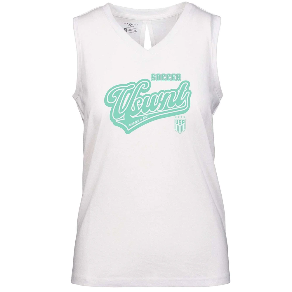 Women's Levelwear White USWNT Paisley Sweep Tank Top