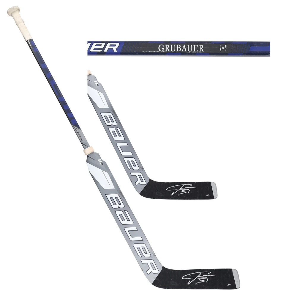 Philipp Grubauer Seattle Kraken Autographed Game-Used Gray Bauer Goalie Stick from the 2023-24 NHL Season