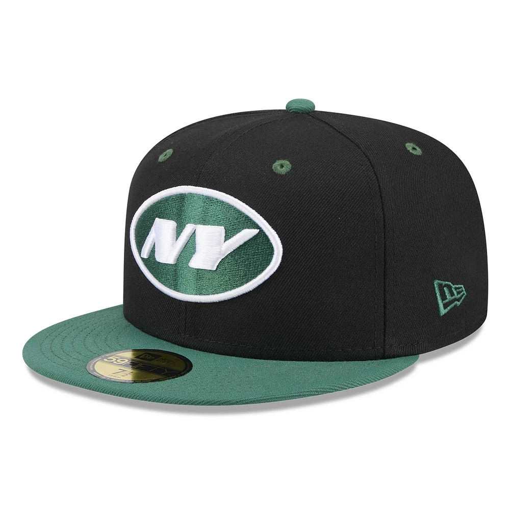 Men's New Era Black/Green York Jets Flipside 2Tone 59FIFTY Fitted Hat