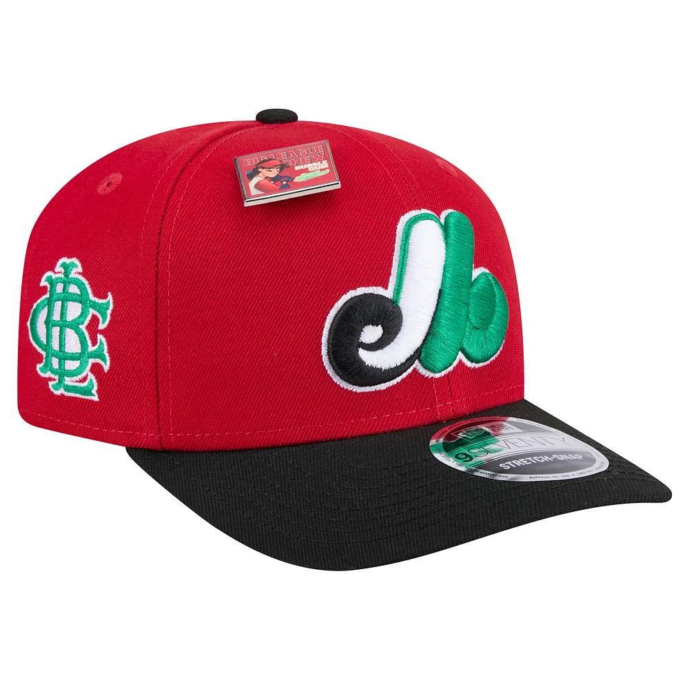 Men's New Era Red/Black Montreal Expos 2024 Big League Chew Flavor Pack 9SEVENTY Adjustable Hat