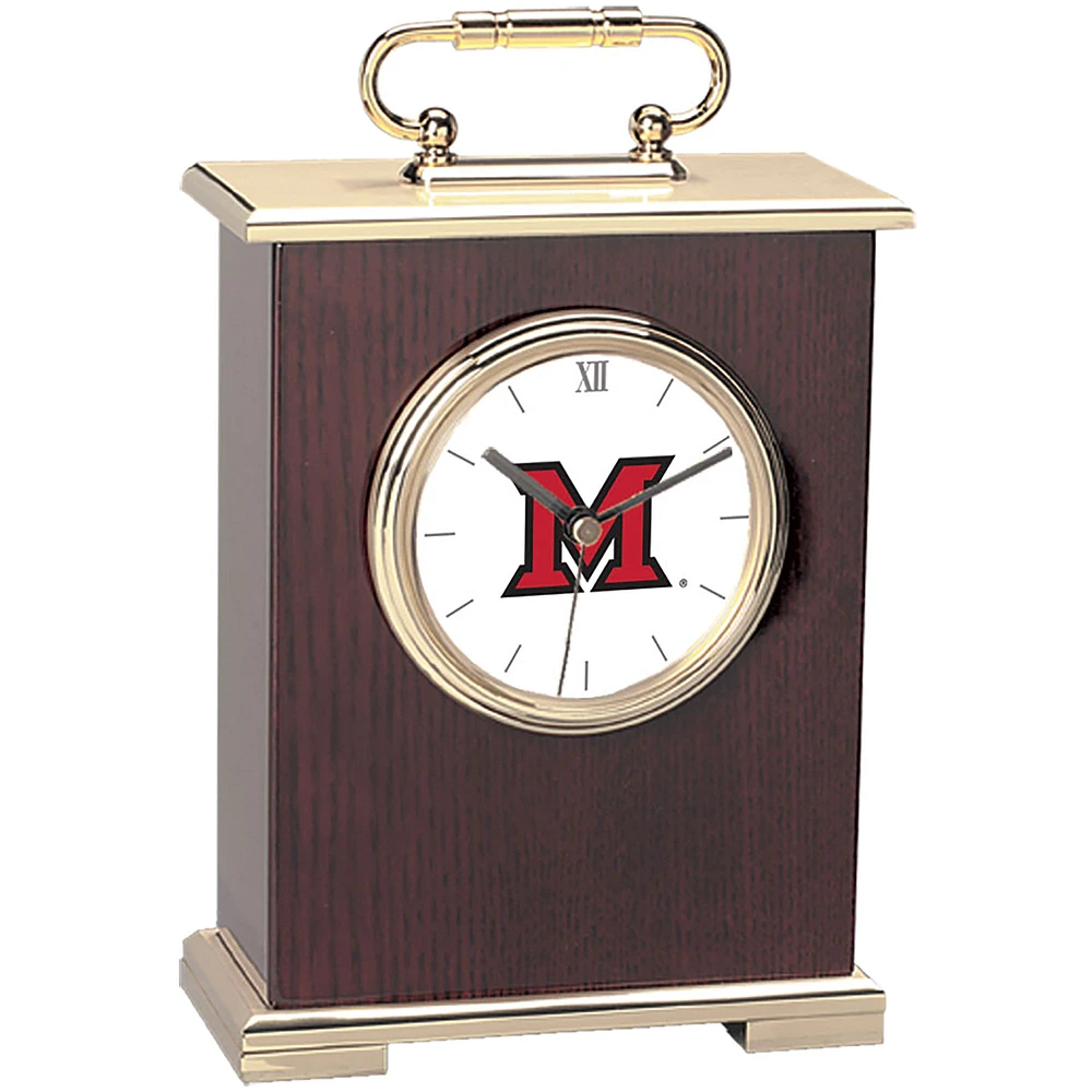 Gold Miami University RedHawks Carriage Clock
