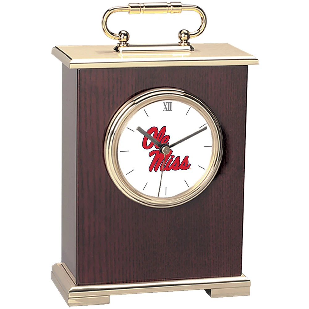 Gold Ole Miss Rebels Carriage Clock