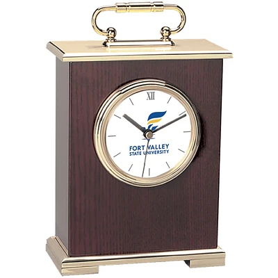 Gold Fort Valley State Wildcats Carriage Clock