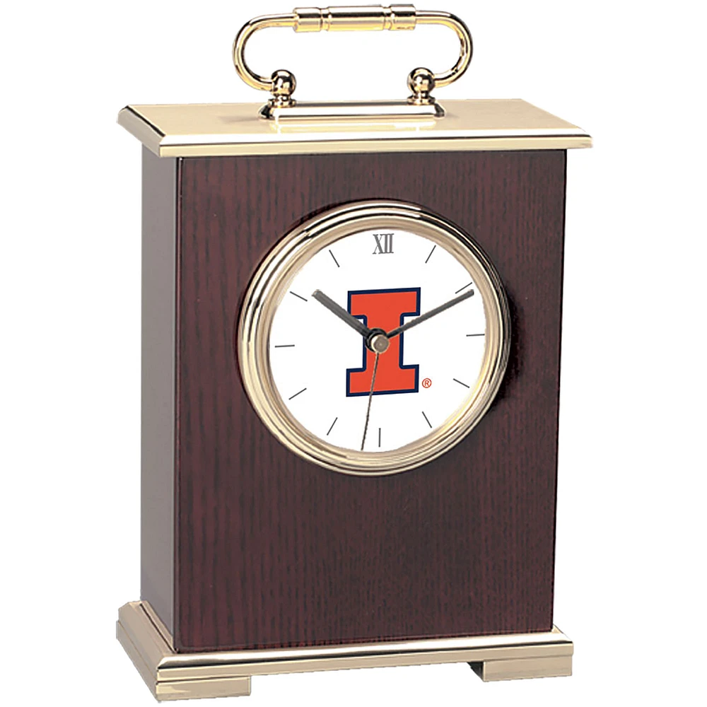 Gold Illinois Fighting Illini Carriage Clock