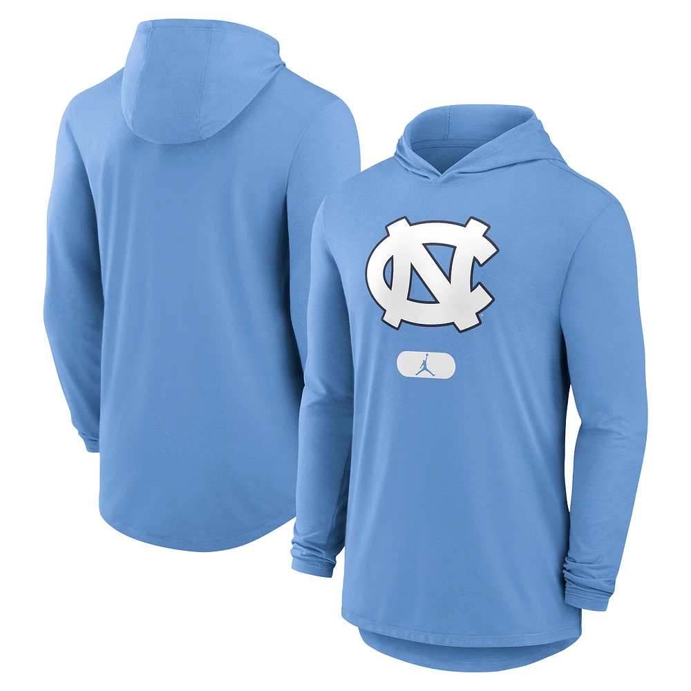 Men's Jordan Brand Carolina Blue North Tar Heels Primetime Tri-Blend Dri-FIT Long Sleeve Hoodie T-Shirt