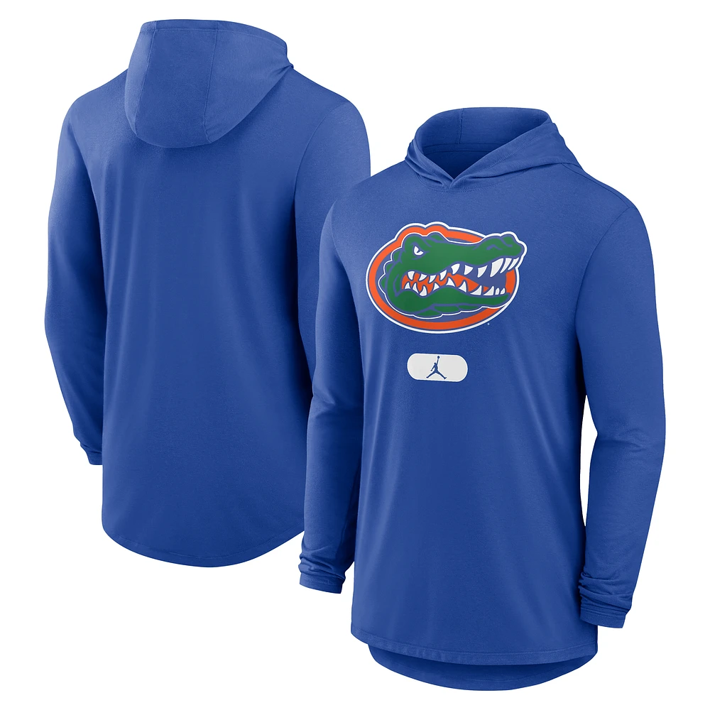 Men's Jordan Brand Royal Florida Gators Primetime Tri-Blend Dri-FIT Long Sleeve Hoodie T-Shirt