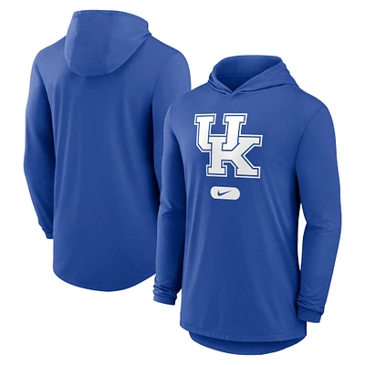 Men's Nike Royal Kentucky Wildcats Primetime Tri-Blend Performance Long Sleeve Hoodie T-Shirt