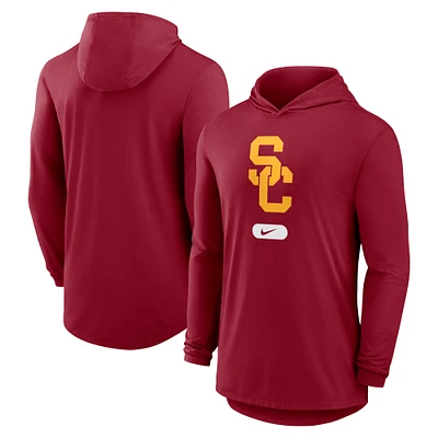 Men's Nike Cardinal USC Trojans Primetime Tri-Blend Performance Long Sleeve Hoodie T-Shirt