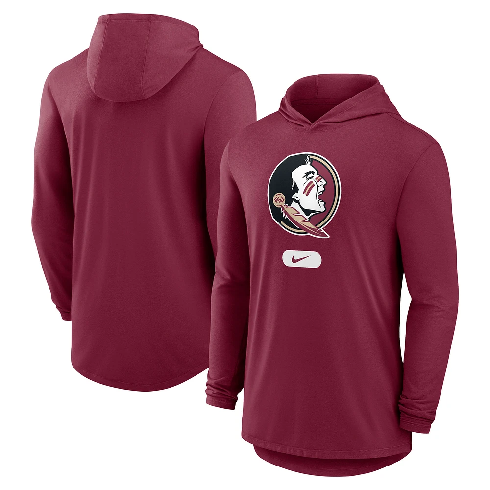Men's Nike Garnet Florida State Seminoles Primetime Tri-Blend Performance Long Sleeve Hoodie T-Shirt