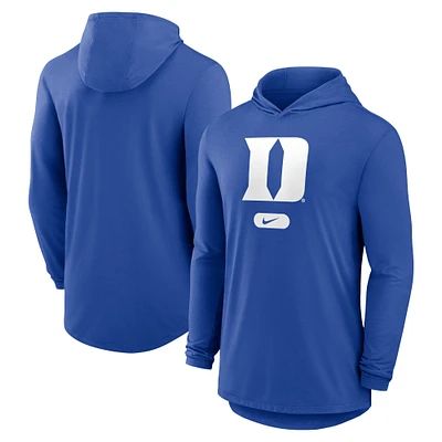Men's Nike Royal Duke Blue Devils Primetime Tri-Blend Performance Long Sleeve Hoodie T-Shirt