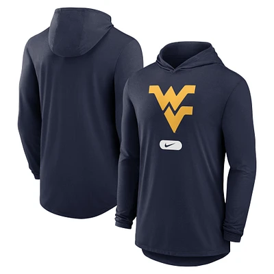 Men's Nike Navy West Virginia Mountaineers Primetime Tri-Blend Performance Long Sleeve Hoodie T-Shirt