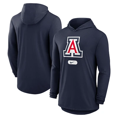 Men's Nike Navy Arizona Wildcats Primetime Tri-Blend Performance Long Sleeve Hoodie T-Shirt