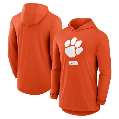 Men's Nike Orange Clemson Tigers Primetime Tri-Blend Performance Long Sleeve Hoodie T-Shirt