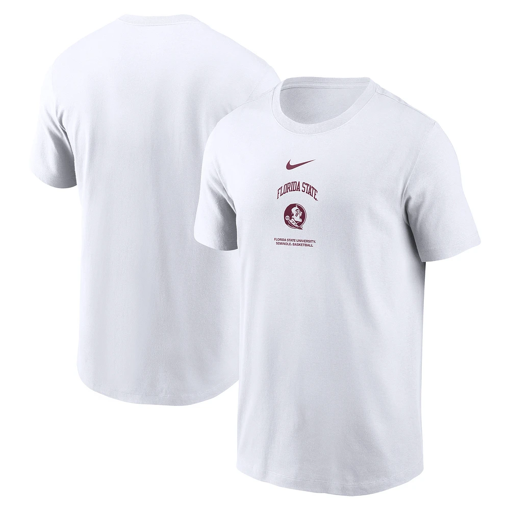 Men's Nike White Florida State Seminoles 2024 On-Court Basketball Performance T-Shirt