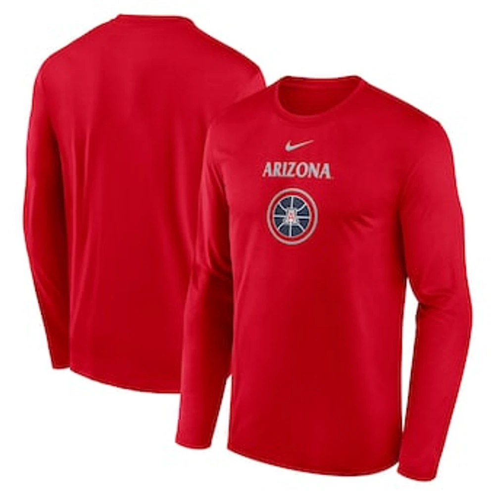 Men's Nike Red Arizona Wildcats 2024 On-Court Basketball Practice Legend Performance Long Sleeve T-Shirt