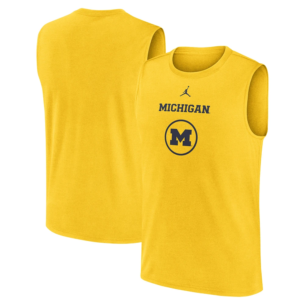 Men's Jordan Brand Maize Michigan Wolverines Basketball Practice Tank