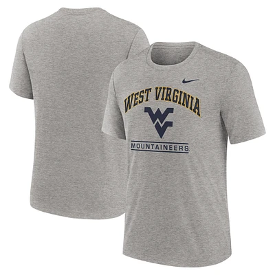 Men's Nike Heather Gray West Virginia Mountaineers Arch Over Logo Tri-Blend T-Shirt
