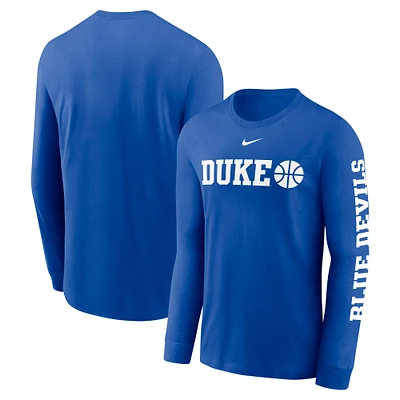Men's Nike Royal Duke Blue Devils Basketball Icon Two-Hit Long Sleeve T-Shirt
