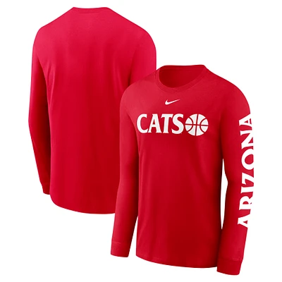 Men's Nike Red Arizona Wildcats Basketball Icon Two-Hit Long Sleeve T-Shirt