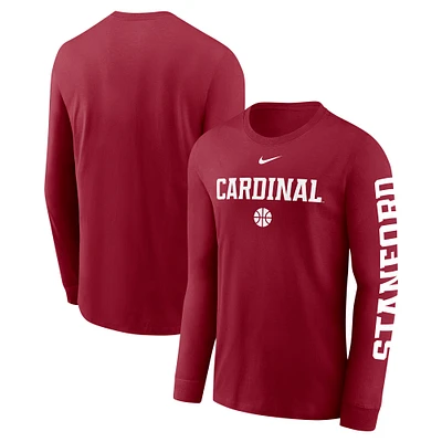 Men's Nike Cardinal Stanford Basketball Icon Two-Hit Long Sleeve T-Shirt