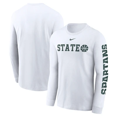 Men's Nike White Michigan State Spartans Basketball Icon Two-Hit Long Sleeve T-Shirt
