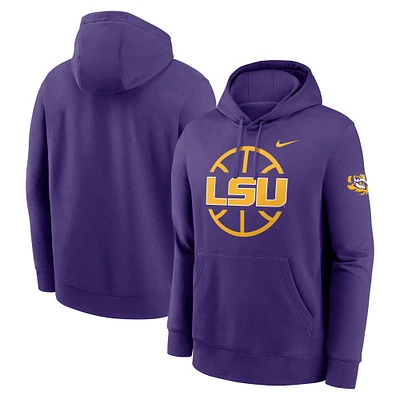 Men's Nike Purple LSU Tigers Basketball Icon Club Fleece Pullover Hoodie