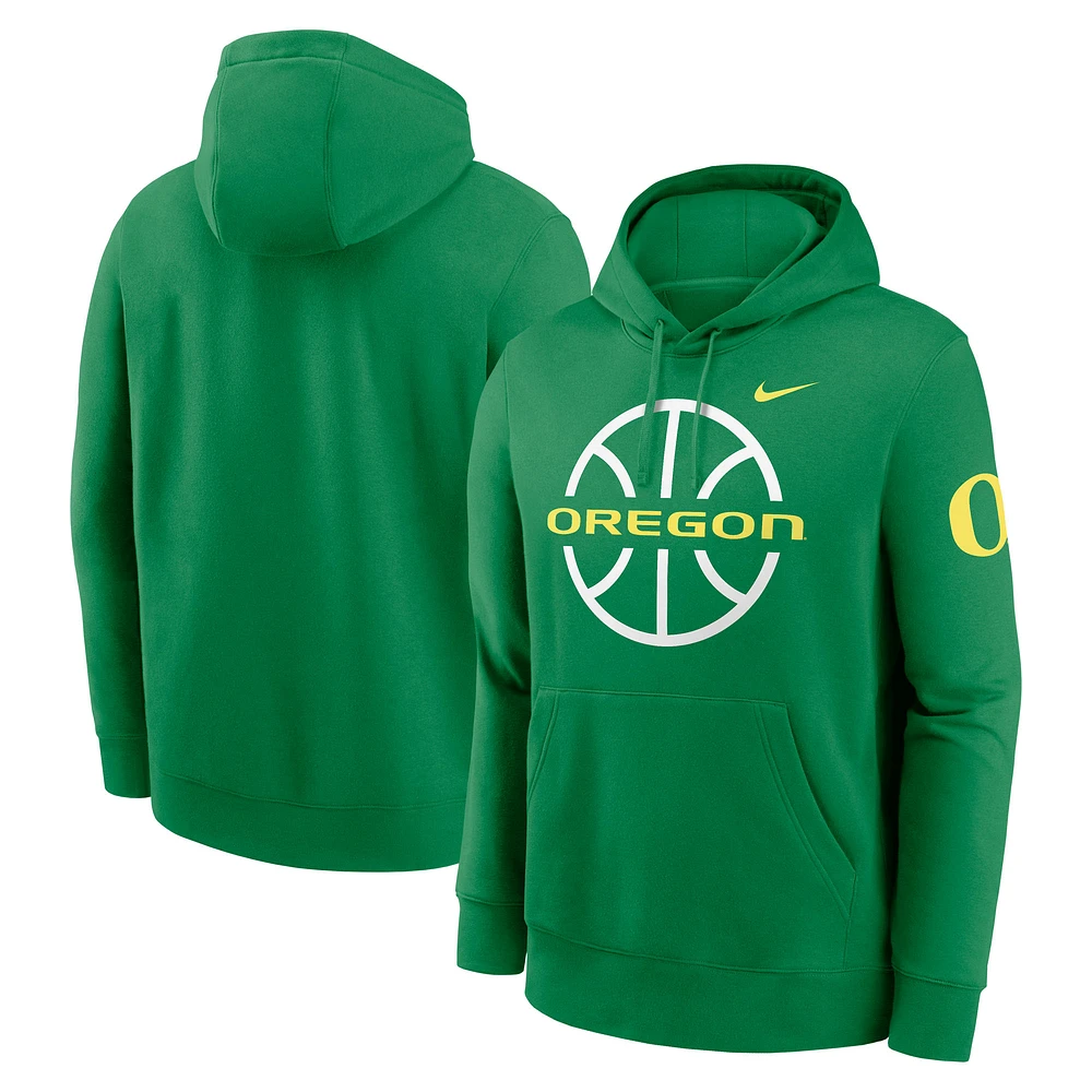 Men's Nike Apple Green Oregon Ducks Basketball Icon Club Fleece Pullover Hoodie