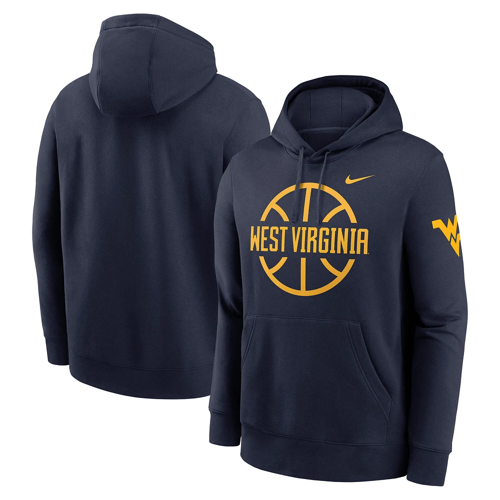 Men's Nike Navy West Virginia Mountaineers Basketball Icon Club Fleece Pullover Hoodie