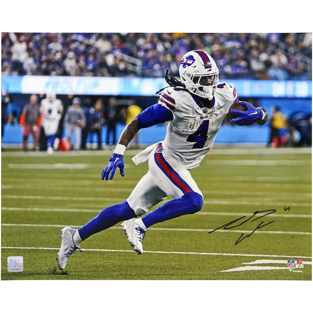 James Cook Buffalo Bills Autographed 16" x 20" Running with the Ball Photograph