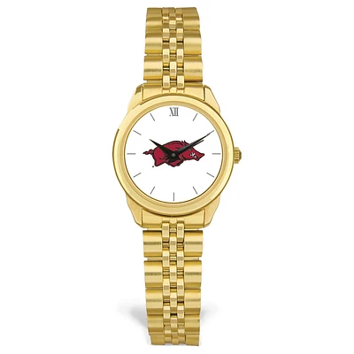 Women's Gold Arkansas Razorbacks Rolled Link Watch