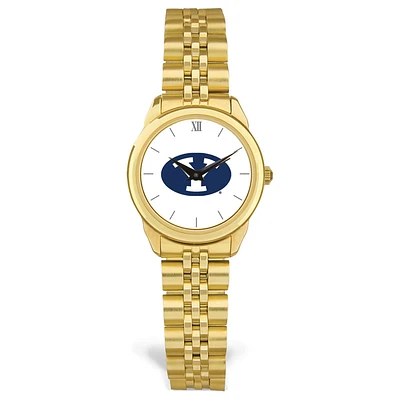 Women's Gold BYU Cougars Rolled Link Watch