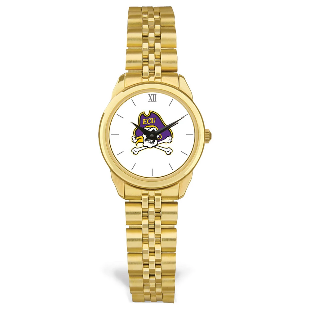 Women's Gold ECU Pirates Rolled Link Watch