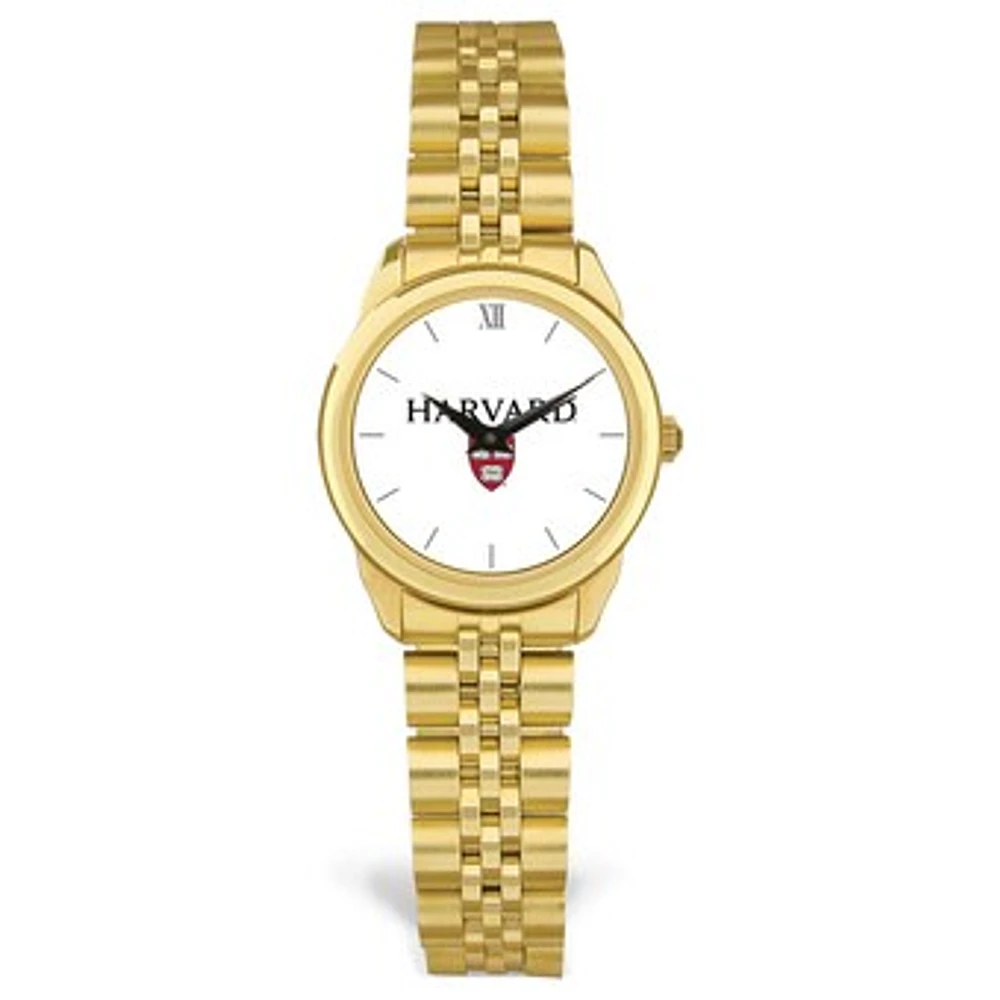 Women's Gold Harvard Crimson Rolled Link Watch