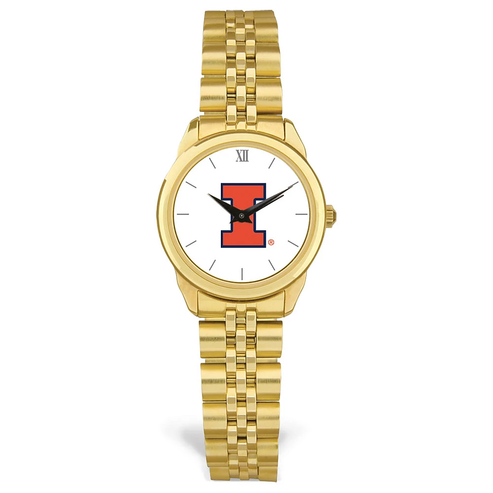 Women's Gold Illinois Fighting Illini Rolled Link Watch