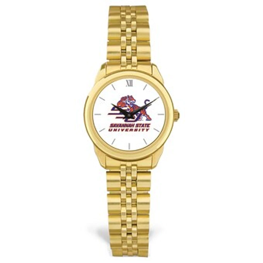 Women's Gold Savannah State Tigers Rolled Link Watch