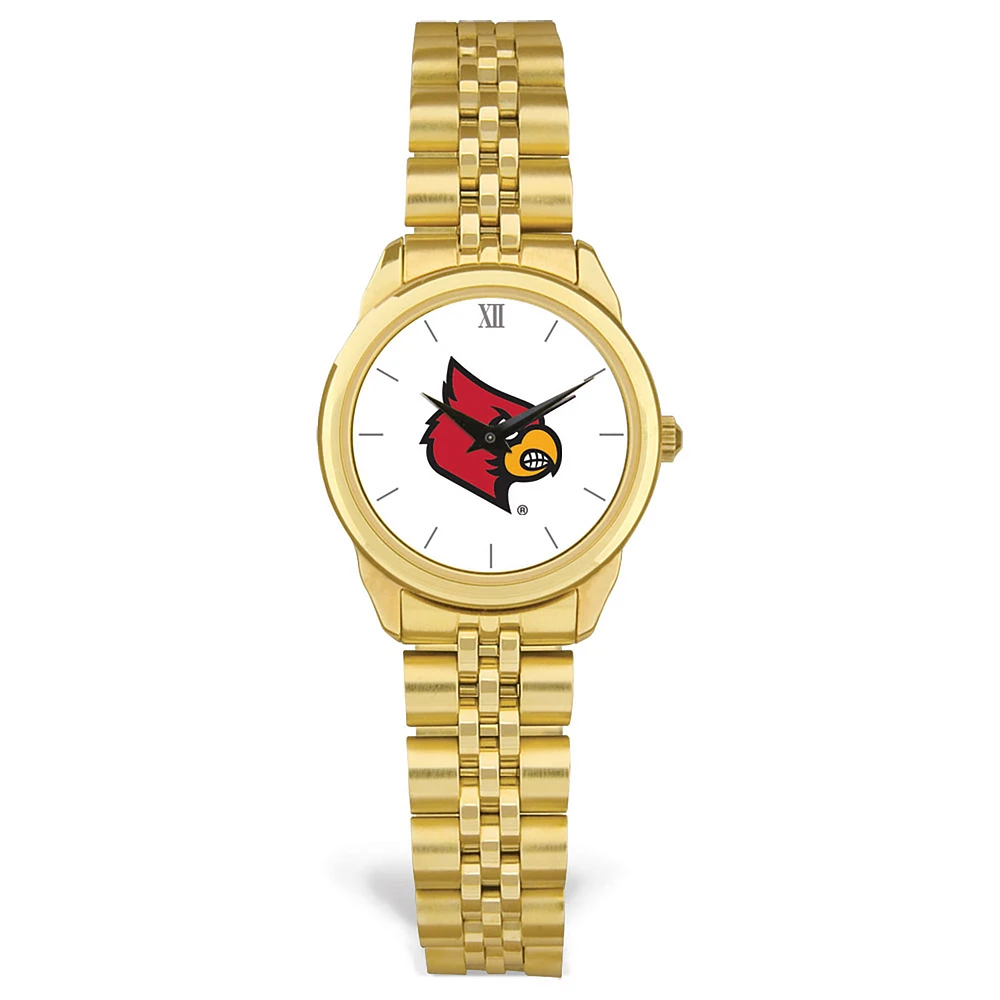 Women's Gold Louisville Cardinals Rolled Link Watch