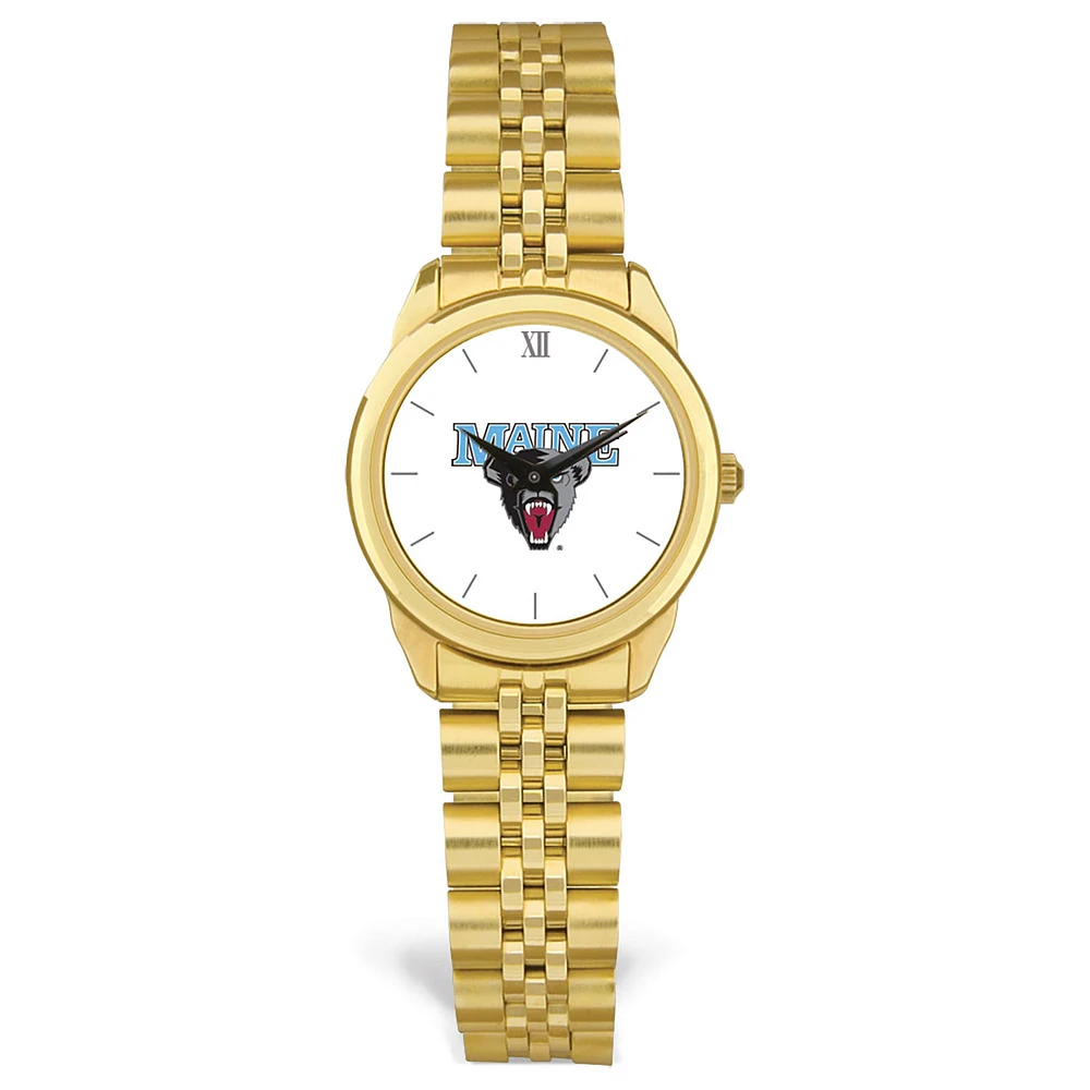 Women's Gold Maine Black Bears Rolled Link Watch