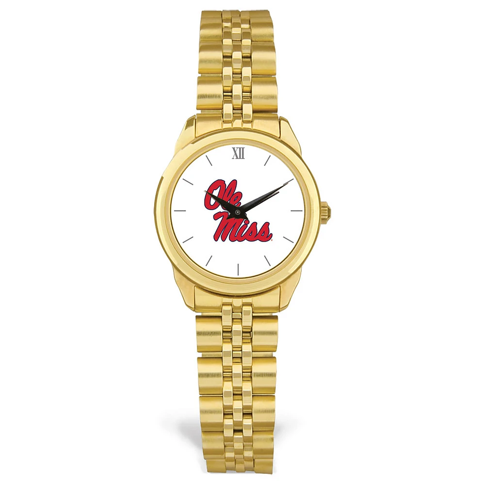 Women's Gold Ole Miss Rebels Rolled Link Watch