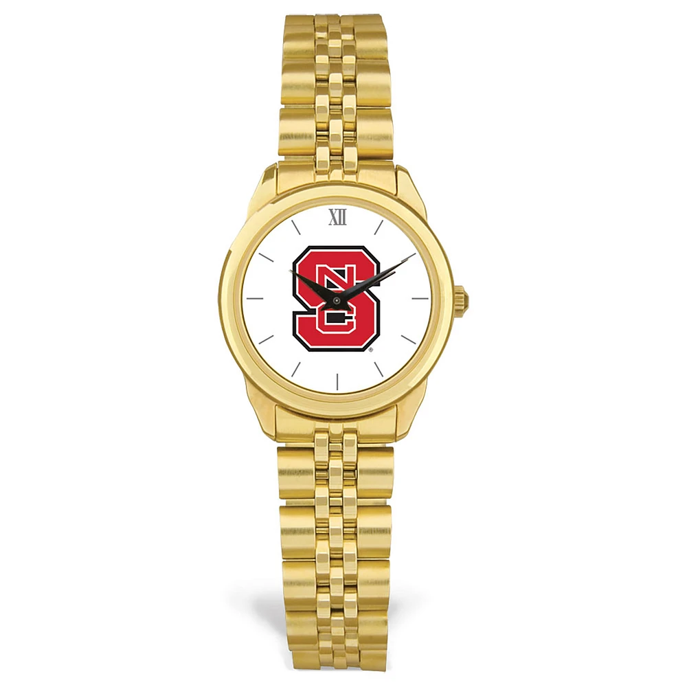 Women's Gold NC State Wolfpack Rolled Link Watch