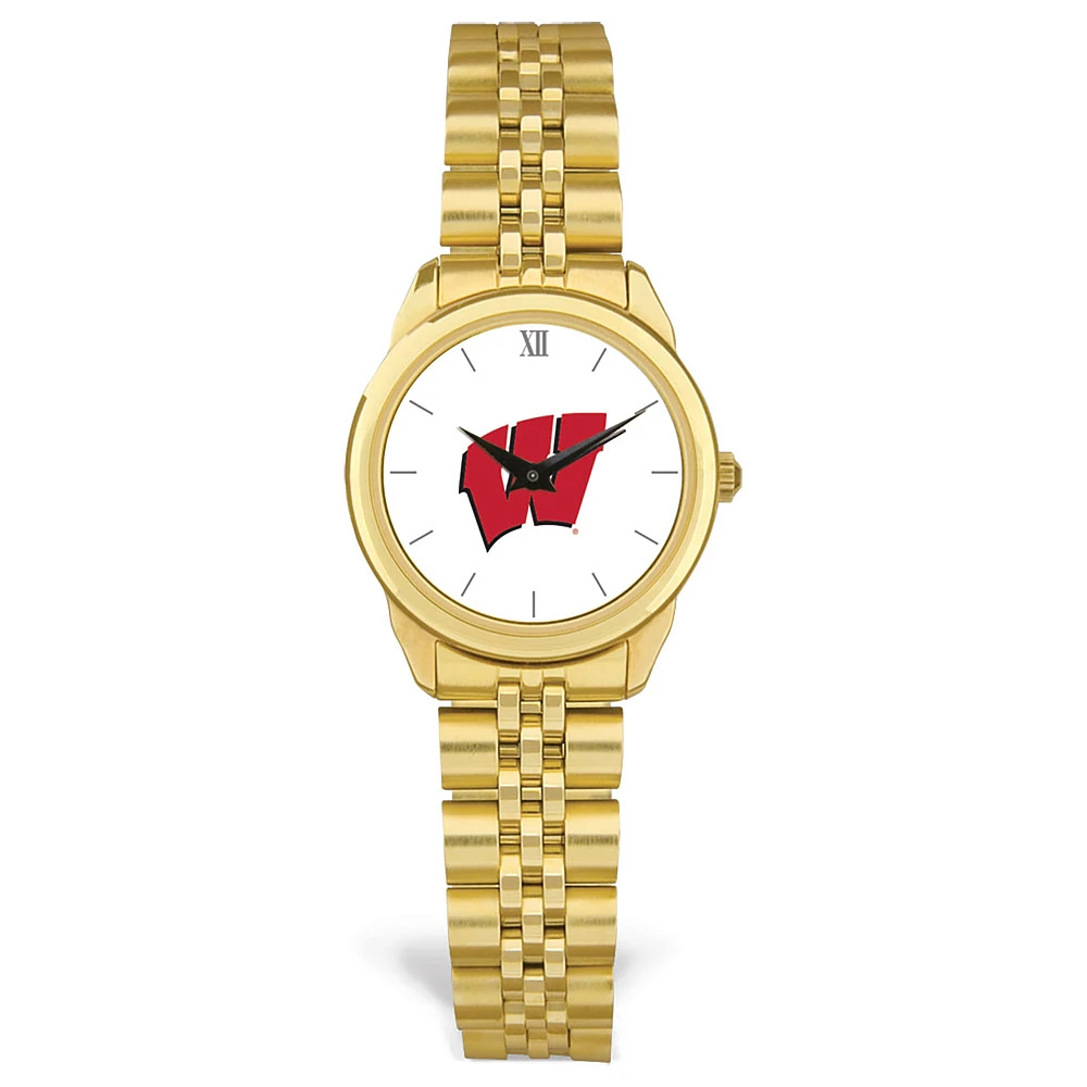 Women's Gold Wisconsin Badgers Rolled Link Watch