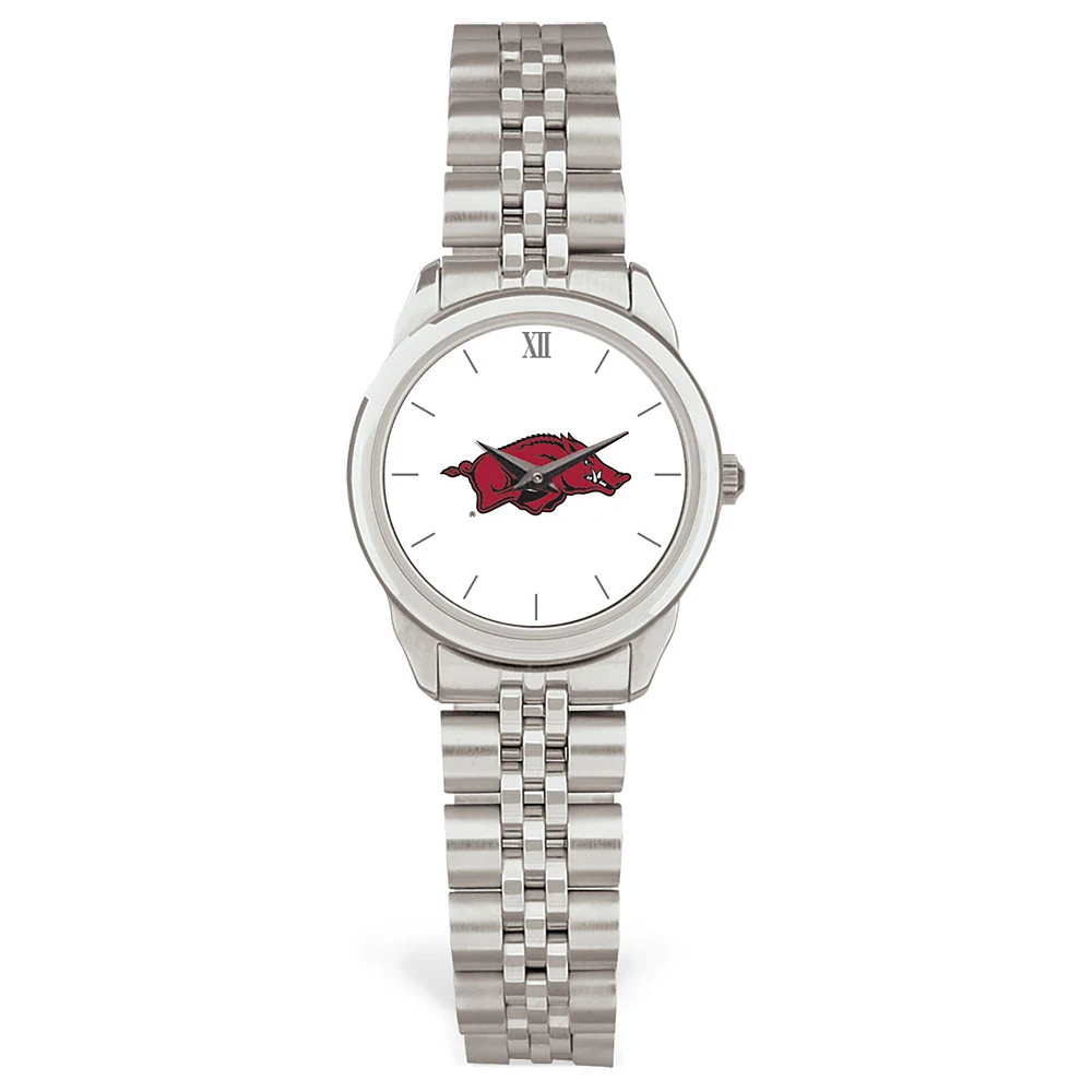 Women's Silver Arkansas Razorbacks Rolled Link Watch