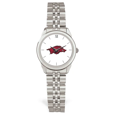 Women's Silver Arkansas Razorbacks Rolled Link Watch