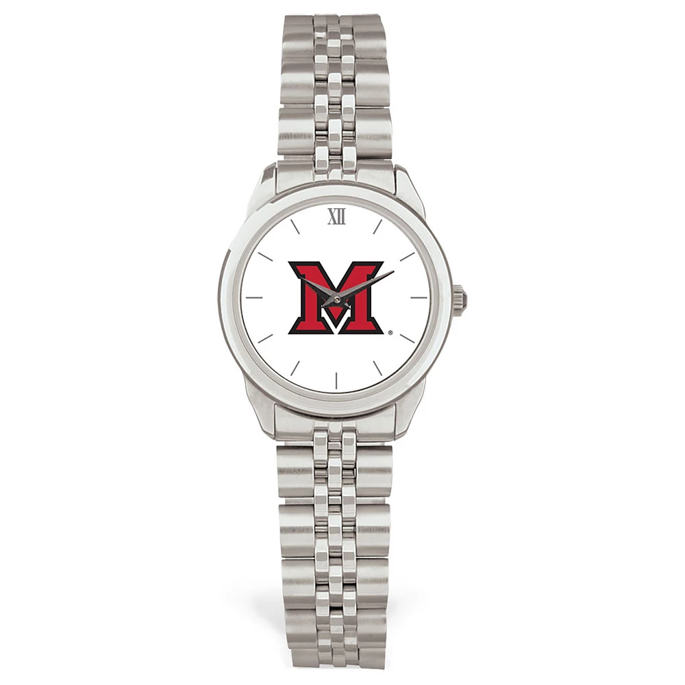 Women's Silver Miami University RedHawks Rolled Link Watch