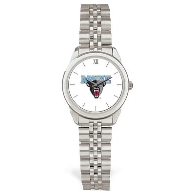 Women's Silver Maine Black Bears Rolled Link Watch