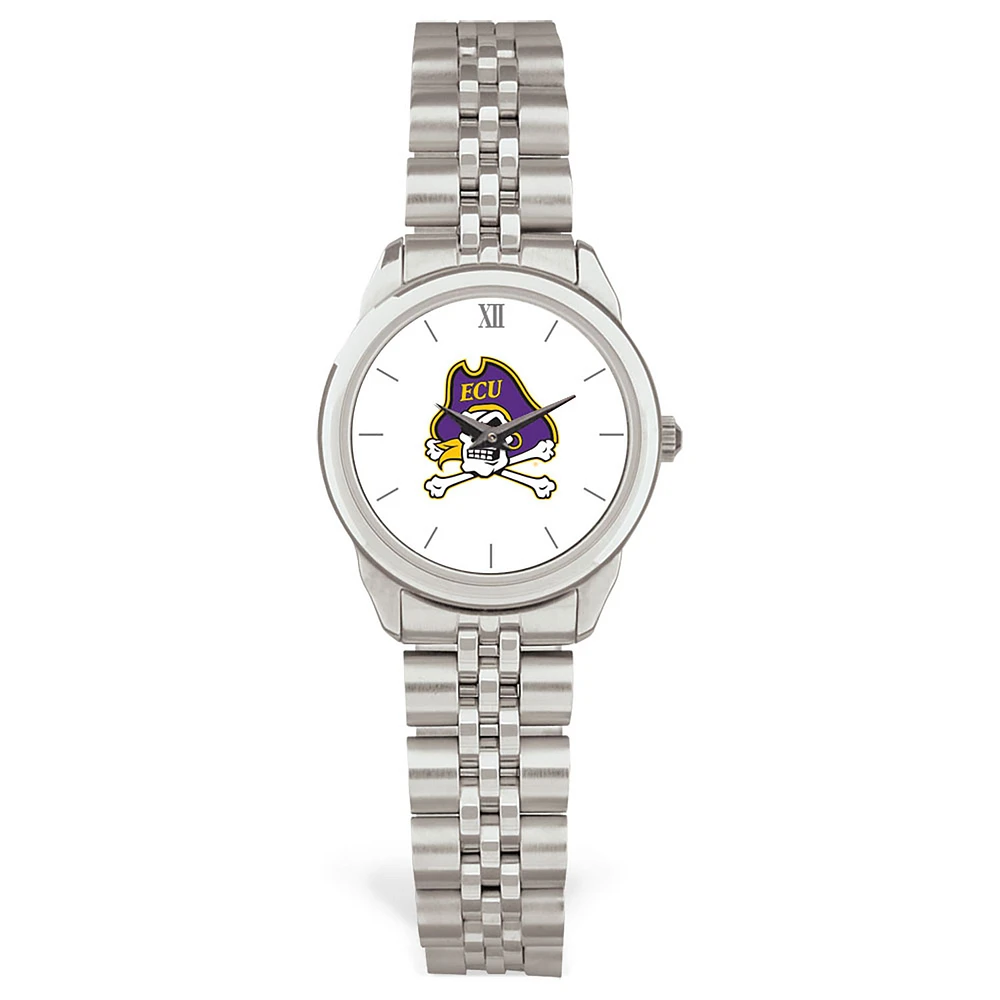 Women's Silver ECU Pirates Rolled Link Watch
