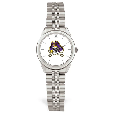 Women's Silver ECU Pirates Rolled Link Watch